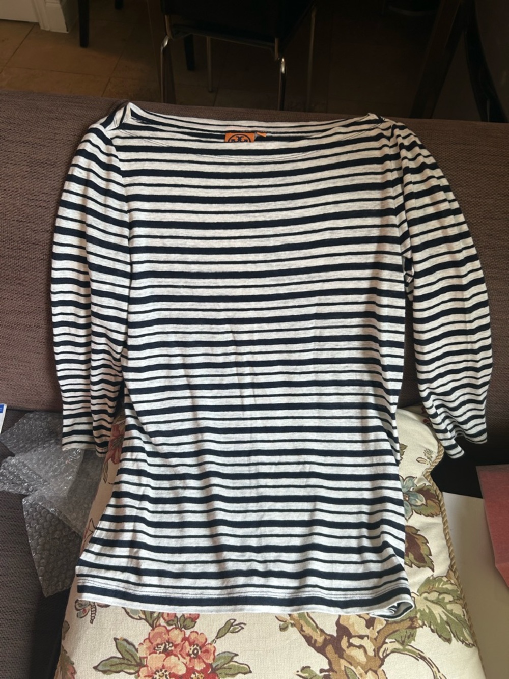 Tory Burch Striped 3/4 Sleeve